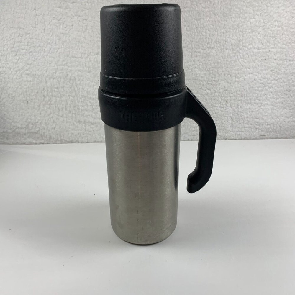 Thermos Black Vacuum Insulated Beverage Holder Hot or Cold Travel Thermos 6163‎